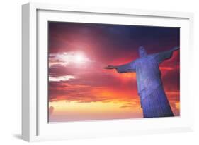 Statue of Christ the Redeemer at Sunset, Corcovado, Rio De Janeiro, Brazil, South America-Angelo-Framed Photographic Print