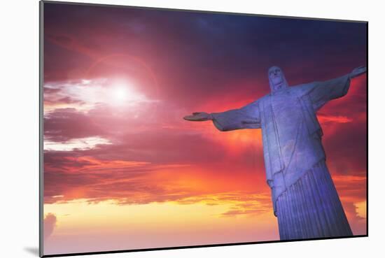 Statue of Christ the Redeemer at Sunset, Corcovado, Rio De Janeiro, Brazil, South America-Angelo-Mounted Photographic Print