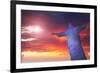 Statue of Christ the Redeemer at Sunset, Corcovado, Rio De Janeiro, Brazil, South America-Angelo-Framed Photographic Print