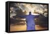 Statue of Christ the Redeemer at Sunset, Corcovado, Rio De Janeiro, Brazil, South America-Angelo-Framed Stretched Canvas