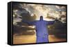 Statue of Christ the Redeemer at Sunset, Corcovado, Rio De Janeiro, Brazil, South America-Angelo-Framed Stretched Canvas