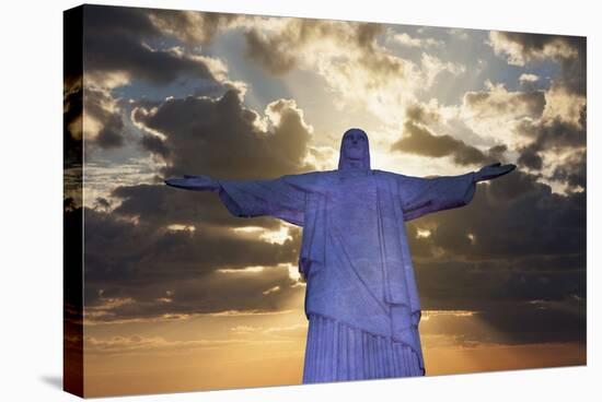 Statue of Christ the Redeemer at Sunset, Corcovado, Rio De Janeiro, Brazil, South America-Angelo-Stretched Canvas