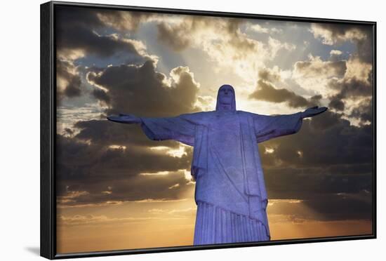 Statue of Christ the Redeemer at Sunset, Corcovado, Rio De Janeiro, Brazil, South America-Angelo-Framed Photographic Print