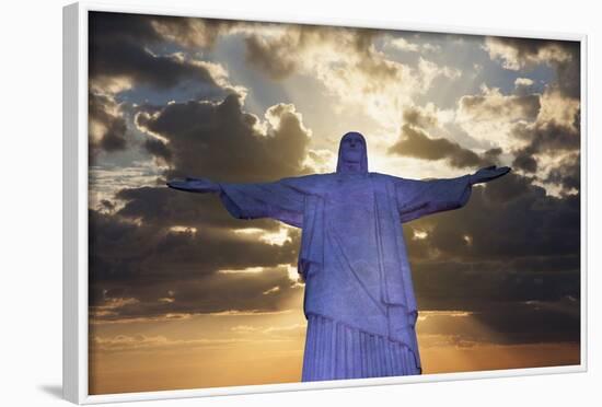 Statue of Christ the Redeemer at Sunset, Corcovado, Rio De Janeiro, Brazil, South America-Angelo-Framed Photographic Print