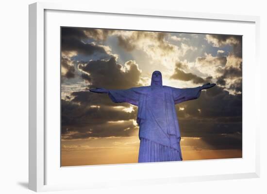 Statue of Christ the Redeemer at Sunset, Corcovado, Rio De Janeiro, Brazil, South America-Angelo-Framed Photographic Print