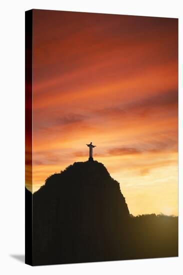 Statue of Christ the Redeemer at Sunset, Corcovado, Rio De Janeiro, Brazil, South America-Angelo-Stretched Canvas