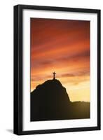 Statue of Christ the Redeemer at Sunset, Corcovado, Rio De Janeiro, Brazil, South America-Angelo-Framed Premium Photographic Print