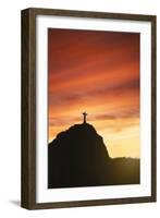 Statue of Christ the Redeemer at Sunset, Corcovado, Rio De Janeiro, Brazil, South America-Angelo-Framed Photographic Print