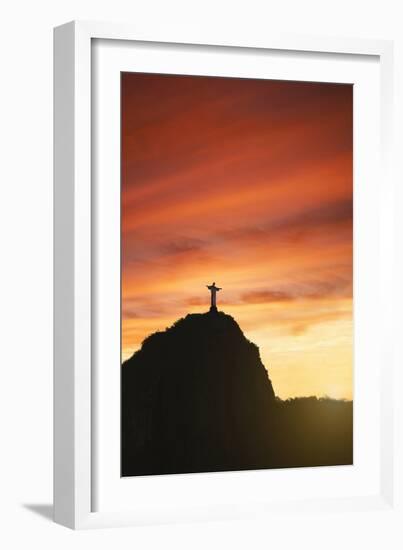 Statue of Christ the Redeemer at Sunset, Corcovado, Rio De Janeiro, Brazil, South America-Angelo-Framed Photographic Print