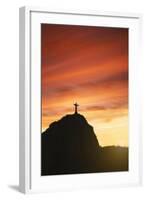 Statue of Christ the Redeemer at Sunset, Corcovado, Rio De Janeiro, Brazil, South America-Angelo-Framed Photographic Print