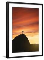 Statue of Christ the Redeemer at Sunset, Corcovado, Rio De Janeiro, Brazil, South America-Angelo-Framed Photographic Print