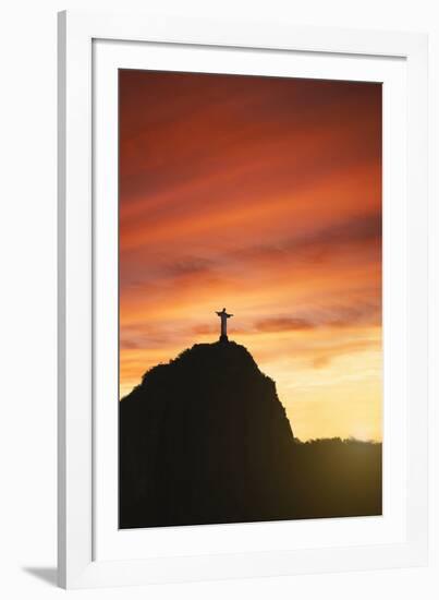 Statue of Christ the Redeemer at Sunset, Corcovado, Rio De Janeiro, Brazil, South America-Angelo-Framed Photographic Print