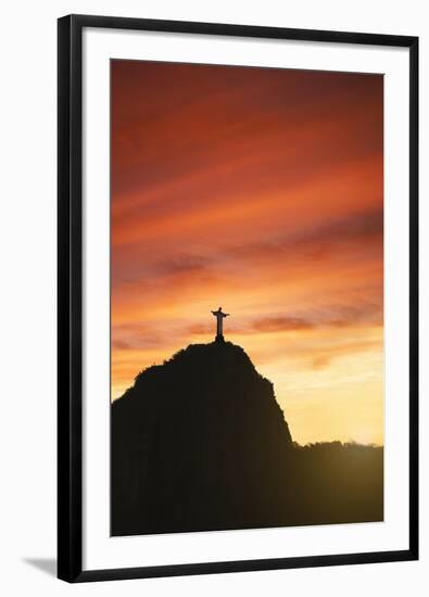 Statue of Christ the Redeemer at Sunset, Corcovado, Rio De Janeiro, Brazil, South America-Angelo-Framed Photographic Print