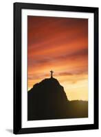 Statue of Christ the Redeemer at Sunset, Corcovado, Rio De Janeiro, Brazil, South America-Angelo-Framed Photographic Print