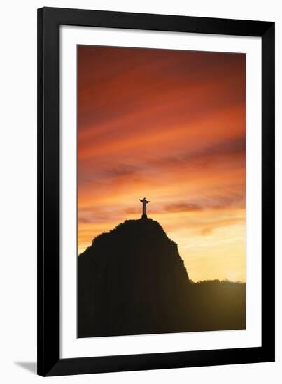 Statue of Christ the Redeemer at Sunset, Corcovado, Rio De Janeiro, Brazil, South America-Angelo-Framed Photographic Print