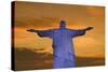 Statue of Christ the Redeemer at Sunset, Corcovado, Rio De Janeiro, Brazil, South America-Angelo-Stretched Canvas