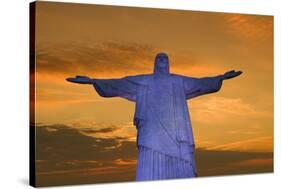 Statue of Christ the Redeemer at Sunset, Corcovado, Rio De Janeiro, Brazil, South America-Angelo-Stretched Canvas