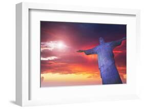 Statue of Christ the Redeemer at Sunset, Corcovado, Rio De Janeiro, Brazil, South America-Angelo-Framed Photographic Print