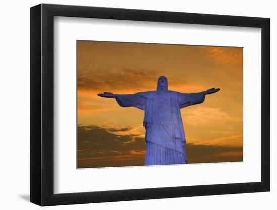 Statue of Christ the Redeemer at Sunset, Corcovado, Rio De Janeiro, Brazil, South America-Angelo-Framed Photographic Print