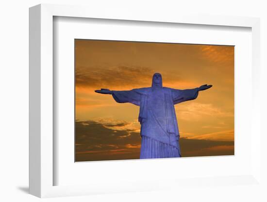 Statue of Christ the Redeemer at Sunset, Corcovado, Rio De Janeiro, Brazil, South America-Angelo-Framed Photographic Print