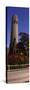 Statue of Christopher Columbus in Front of a Tower, Coit Tower, Telegraph Hill, San Francisco, C...-null-Stretched Canvas