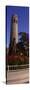 Statue of Christopher Columbus in Front of a Tower, Coit Tower, Telegraph Hill, San Francisco, C...-null-Stretched Canvas