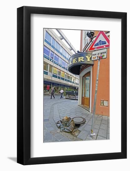 Statue of Cumil, the Man at Work in a Hole, Bratislava, Slovakia, Europe-Christian Kober-Framed Photographic Print