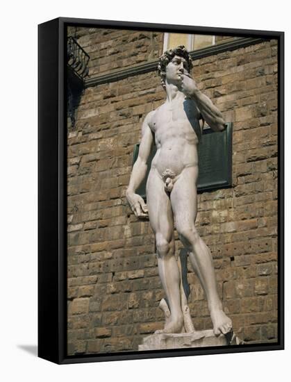 Statue of David by Michelangelo in the Piazza Della Signoria in Florence, Tuscany, Italy-Lightfoot Jeremy-Framed Stretched Canvas