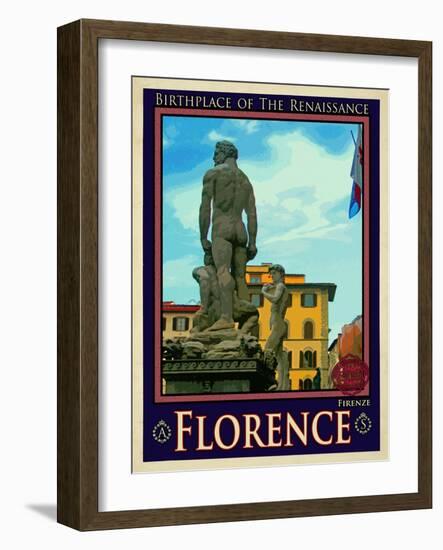 Statue of David, Piazza Della Signoria, Florence Italy 3-Anna Siena-Framed Giclee Print