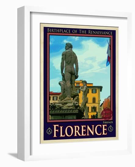 Statue of David, Piazza Della Signoria, Florence Italy 3-Anna Siena-Framed Giclee Print