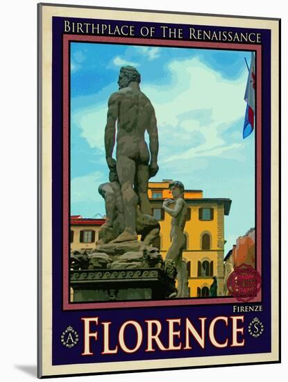 Statue of David, Piazza Della Signoria, Florence Italy 3-Anna Siena-Mounted Giclee Print