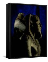 Statue of Diorite, Pharaoh Khafre with Falcon God Horus, Egyptian Museum, Cairo, Egypt-Kenneth Garrett-Framed Stretched Canvas