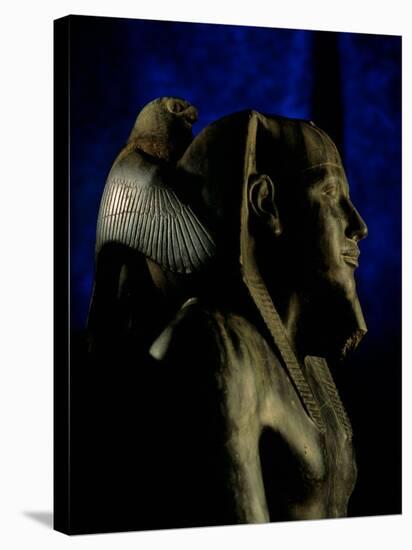 Statue of Diorite, Pharaoh Khafre with Falcon God Horus, Egyptian Museum, Cairo, Egypt-Kenneth Garrett-Stretched Canvas