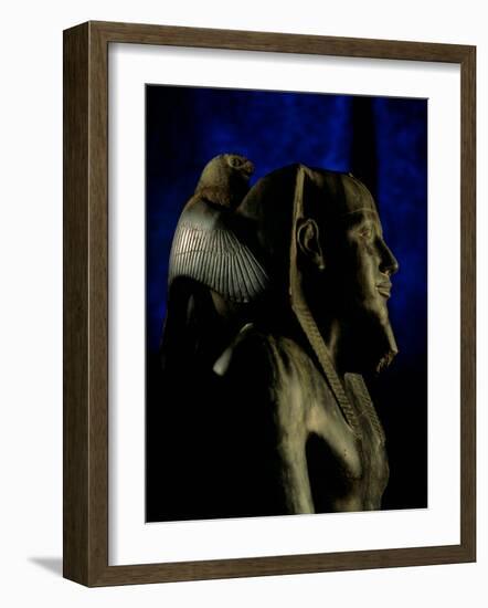 Statue of Diorite, Pharaoh Khafre with Falcon God Horus, Egyptian Museum, Cairo, Egypt-Kenneth Garrett-Framed Photographic Print