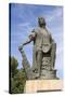 Statue of discoverer Christopher Columbus, La Rabida monastery, La Rabida, near Huelva, Costa de la-Stuart Black-Stretched Canvas