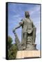 Statue of discoverer Christopher Columbus, La Rabida monastery, La Rabida, near Huelva, Costa de la-Stuart Black-Framed Stretched Canvas