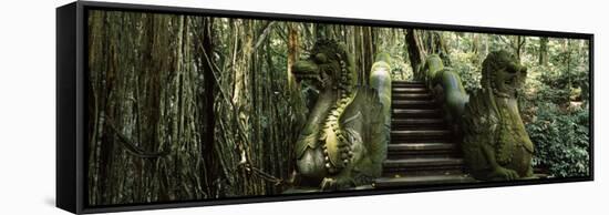 Statue of Dragons in a Temple, Bathing Temple, Ubud Monkey Forest, Ubud, Bali, Indonesia-null-Framed Stretched Canvas