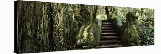Statue of Dragons in a Temple, Bathing Temple, Ubud Monkey Forest, Ubud, Bali, Indonesia-null-Stretched Canvas