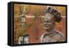 Statue of Famed Chef Boy-Ar-Dee, Omaha, Nebraska, USA-Walter Bibikow-Framed Stretched Canvas