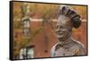 Statue of Famed Chef Boy-Ar-Dee, Omaha, Nebraska, USA-Walter Bibikow-Framed Stretched Canvas