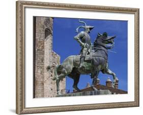 Statue of Francisco Pizarro, Plaza Mayor, Trujillo, Extremadura, Spain, Europe-Jeremy Lightfoot-Framed Photographic Print