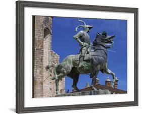 Statue of Francisco Pizarro, Plaza Mayor, Trujillo, Extremadura, Spain, Europe-Jeremy Lightfoot-Framed Photographic Print