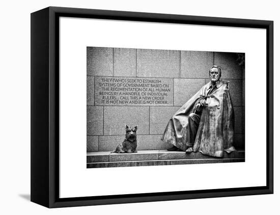 Statue of Franklin Roosevelt with His Dog, Memorial Franklin Delano Roosevelt, Washington D.C-Philippe Hugonnard-Framed Stretched Canvas