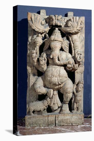 Statue of Ganesh Enthroned-null-Stretched Canvas