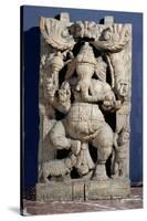 Statue of Ganesh Enthroned-null-Stretched Canvas