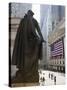 Statue of George Washington in Front of Federal Hall, with the New York Stock Exchange Behind-Amanda Hall-Stretched Canvas