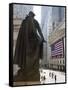 Statue of George Washington in Front of Federal Hall, with the New York Stock Exchange Behind-Amanda Hall-Framed Stretched Canvas