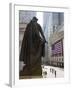 Statue of George Washington in Front of Federal Hall, with the New York Stock Exchange Behind-Amanda Hall-Framed Photographic Print