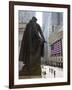 Statue of George Washington in Front of Federal Hall, with the New York Stock Exchange Behind-Amanda Hall-Framed Photographic Print