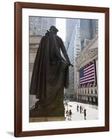 Statue of George Washington in Front of Federal Hall, with the New York Stock Exchange Behind-Amanda Hall-Framed Photographic Print